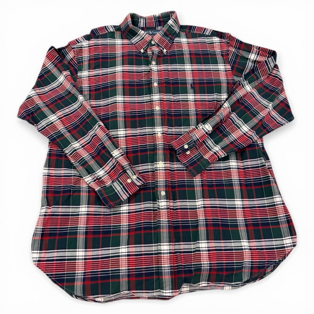 Ralph Lauren Plaid‎ Button Down Shirt Mens 18 34/35 Red Green Classic Fit